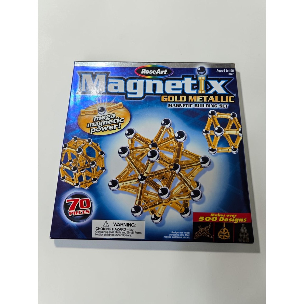 RoseArt Magnetix Gold Metallic Magnetic Building Set 70 Pieces 2827 Vintage 2004